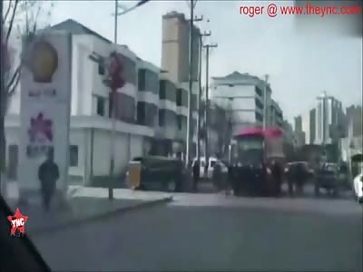in china were no bus driver is  safe 10 people try and stop a bus driver from escaping