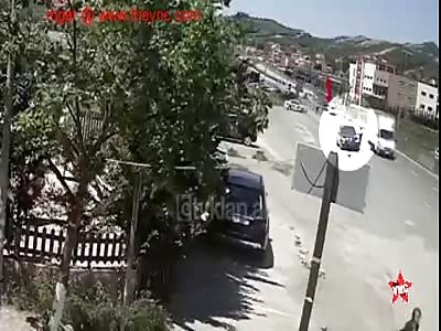 a BMW X5 collides into a police officer in Albania 