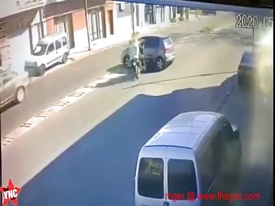 bike collides into a car in Argentina  