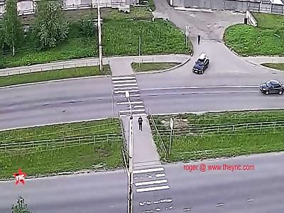 man is hit by a car on the zebra crossing in Petrozavodsk