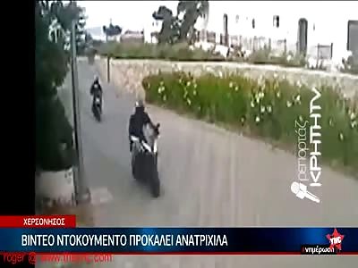 bike collides into a car in Greece