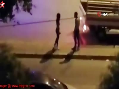 man gives his girlfriend slaps in Turkey