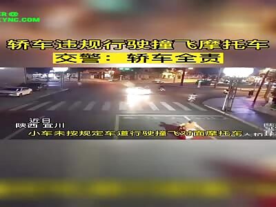 car collided into a motorcycle in Yan'an
