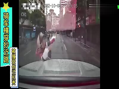 Deng in his car knocked down Zou in Guanghan City