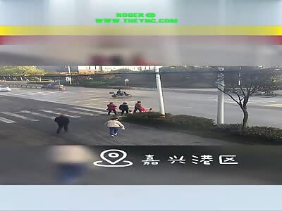Car collided into a Man on his electric bicycle in Jiaxing