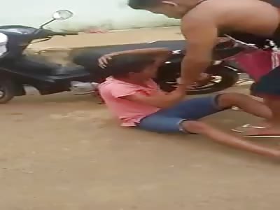 Young Thief Stole a Motorcycle and Gets a Beating