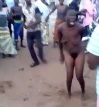 Two Female Thieves Beaten and Stripped Naked by Mob