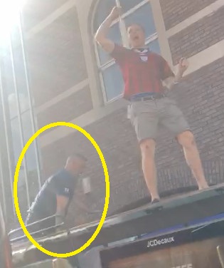Soccer Fan Suffers fall while celebrating classification of England to Semi Final World Cup Russia 2018