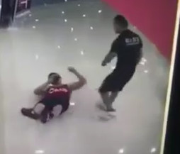 Man is Knocked Out and Kicked in a Hotel Lobby