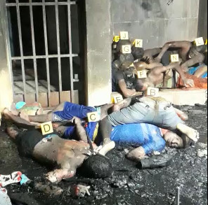 Aftermath of Jail Riot: Burned Bodies of Inmates Piled Up