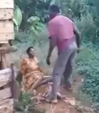 Husband Savagely Beating his Wife 