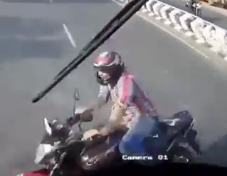 CRASH!..Motorcyclist Should be Watching Where He is .