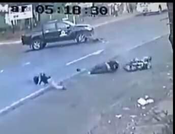 Two Motorcyclist Flies off After Crashing into a Truck