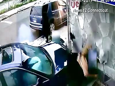 Distracted Driver Slams 2 People Into A Building