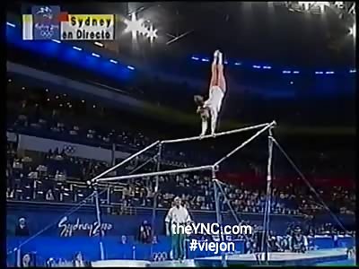 Brutal fall gymnast