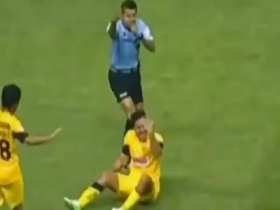 Player bends his arm when he falls foul