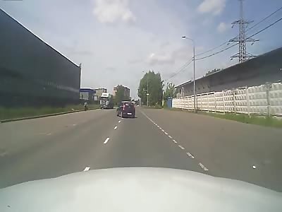Motorcyclist Hits Car.