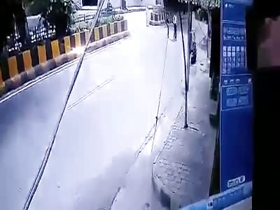 Woman Gets Wiped Out By Motorcyclist.