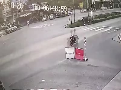 Female scooter rider kills man on zebra crossing.
