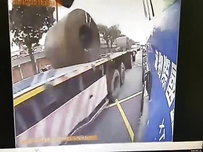 HOLY SHIT: Rider Crushed Between Bus and a Truck.