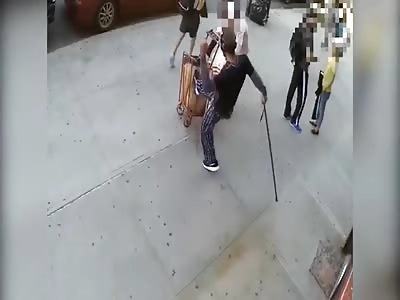 Thug attacks 90 year old man with a cane