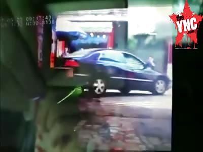 Car reverses into boy then drives off