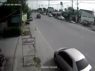 Motorcyclist sent flying