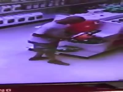 Thief calmly tries to stick chainsaw down his pants then walks out the store
