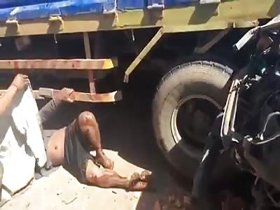 Mans foot torn up and woman trapped in car wreck