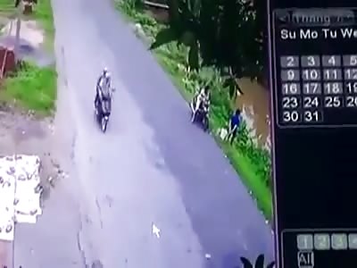 Motorcyclist gets ploughed into a river