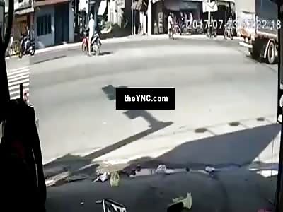 Motorcyclist gets taken out