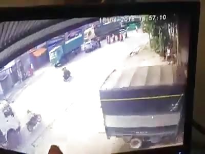 Biker Gets Crushed Under Trucks Wheel