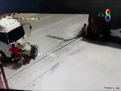 Two Bikers Slam into the Front of A Truck