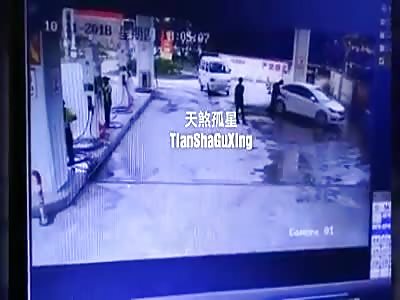 Attendant Gets Crushed against Petrol Pump