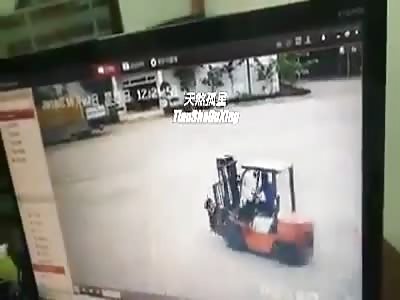 Woman Brutally Crushed by Forklift