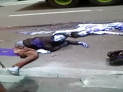 Brutal Aftermath, Mangled Man Dying in Street after Motorcycle Accident