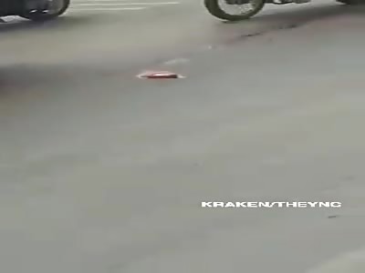 brutal accident  heart beating on the road