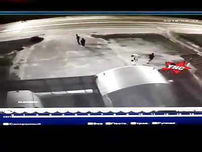 high speed car runs over man