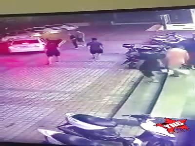 Street fight, ends in several men rammed by car