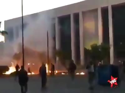 Protesters throw Molotov cocktails at the United States Embassy