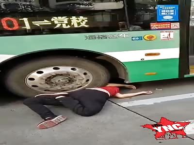 man crushed by bus