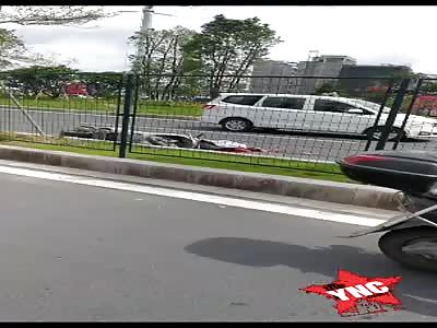 bad day to go out on a motorcycle, crushed by truck