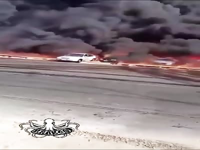 An oil pipeline explodes in a fire in Cairo, Egypt