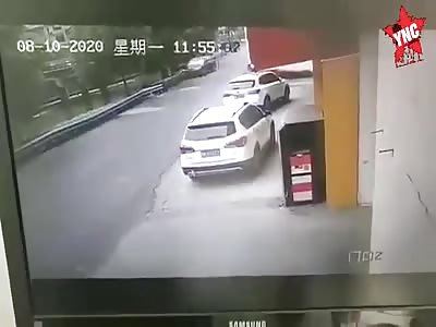 angry woman, runs over her husband