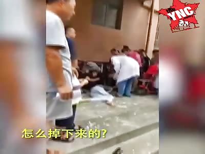 bad day, the woman falls from her balcony