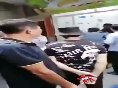 Holy shit, boy with a butcher's machete stuck in his head