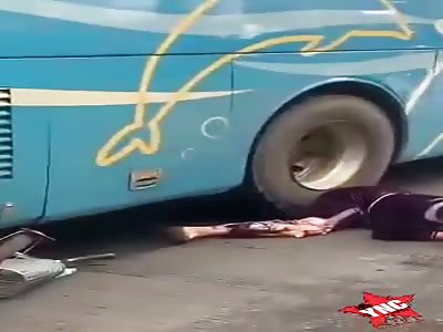 Girl crushed by bus, her legs smashed.