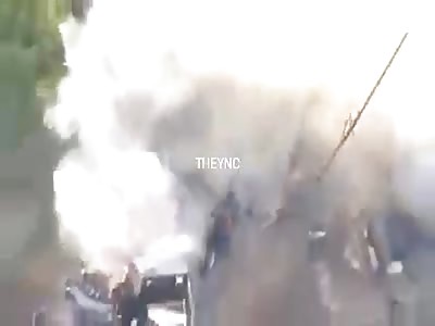 Truck explosion with fireworks