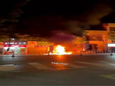 Man burned in flames after motorcycle accident