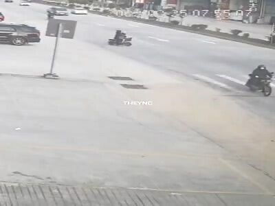 Woman on motorcycle hit